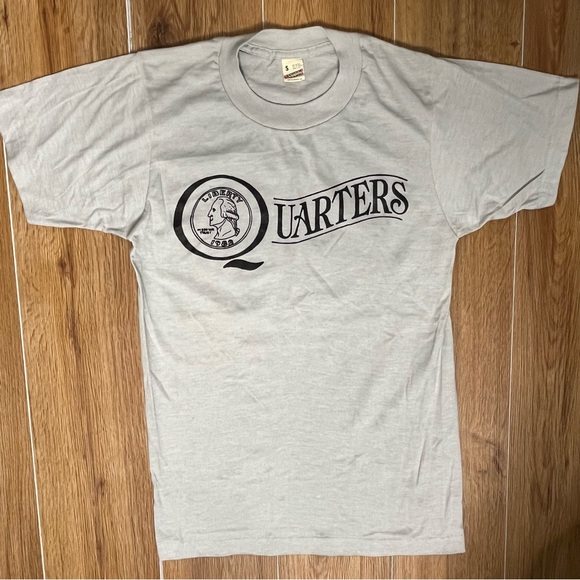 Quarters Vintage Money Shirt Small Gray Washington Screen Stars Tag - Picture 2 of 5